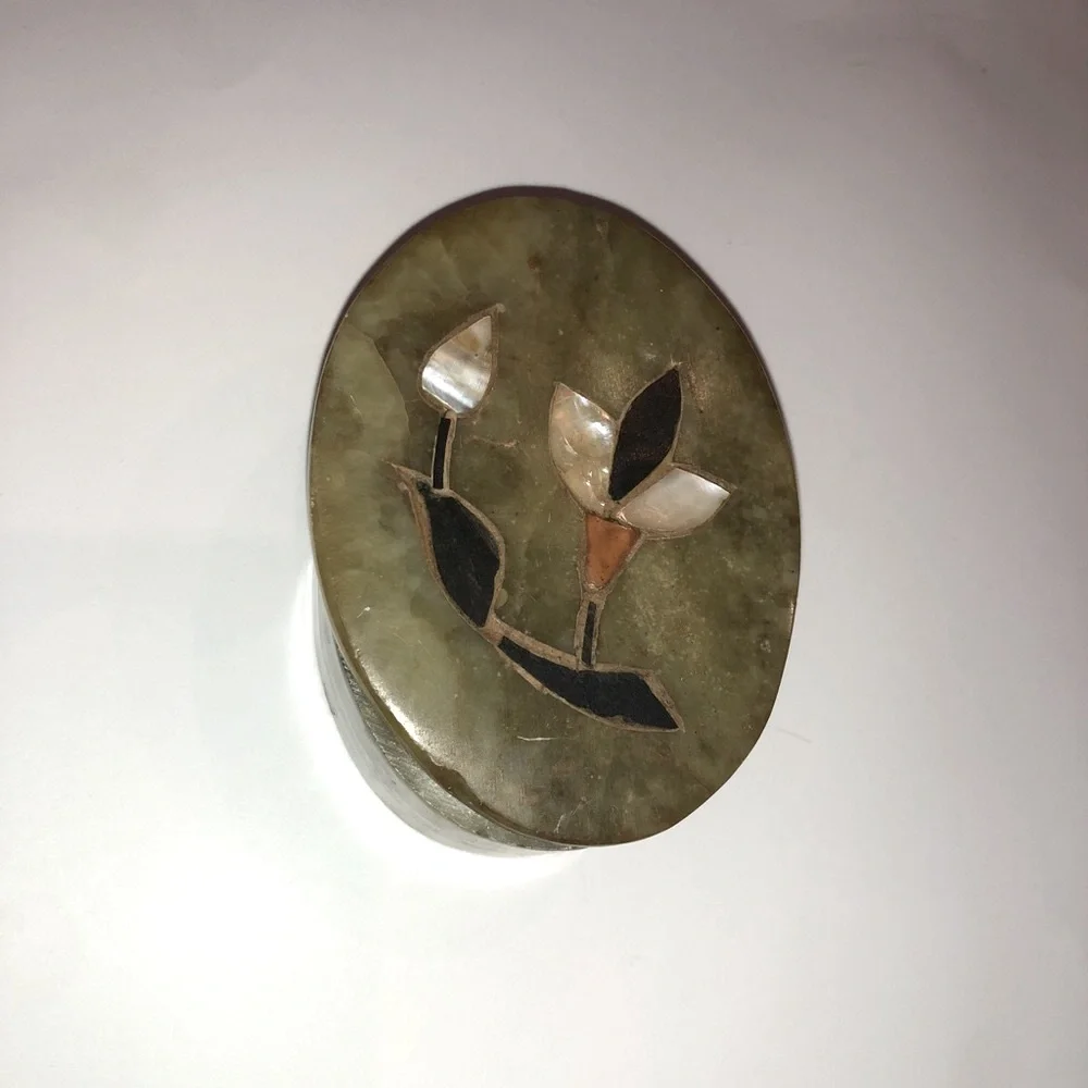 Green Marble MOP Onyx Floral Trinket Box India